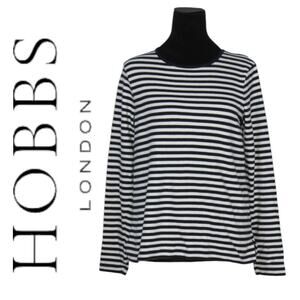 Hobbs London Black & White Striped Sleeve Crewneck Shirt Size Medium
